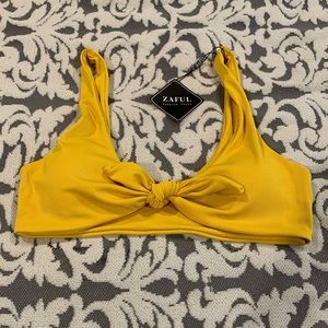 Yellow Front Tie Bikini Top